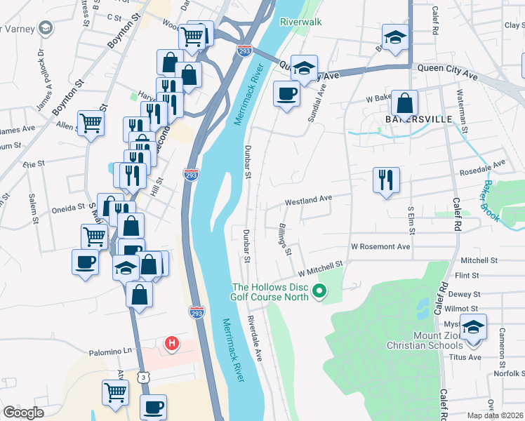 map of restaurants, bars, coffee shops, grocery stores, and more near 239 Westland Avenue in Manchester