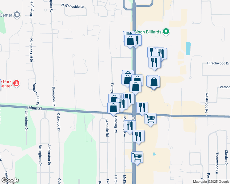 map of restaurants, bars, coffee shops, grocery stores, and more near 69 Tennyson Terrace in Buffalo