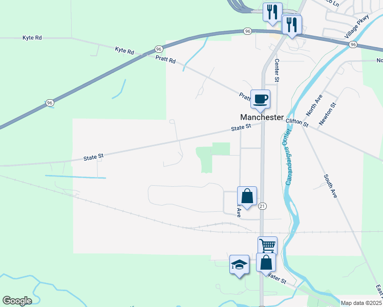 map of restaurants, bars, coffee shops, grocery stores, and more near 10 Clover Crossing in Manchester