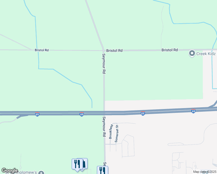 map of restaurants, bars, coffee shops, grocery stores, and more near 4141 Seymour Road in Swartz Creek