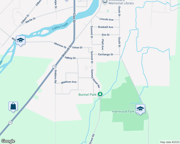 map of restaurants, bars, coffee shops, grocery stores, and more near 9204 Summit Street Rd in Le Roy