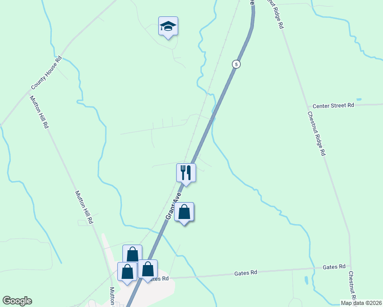 map of restaurants, bars, coffee shops, grocery stores, and more near 399 Grant Avenue Road in Auburn