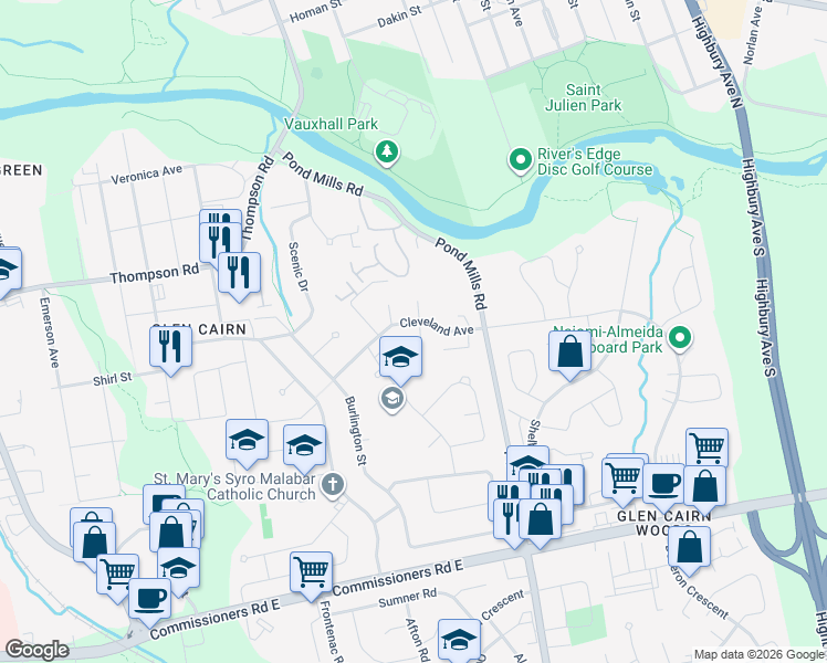 map of restaurants, bars, coffee shops, grocery stores, and more near 5 Cleveland Place in London