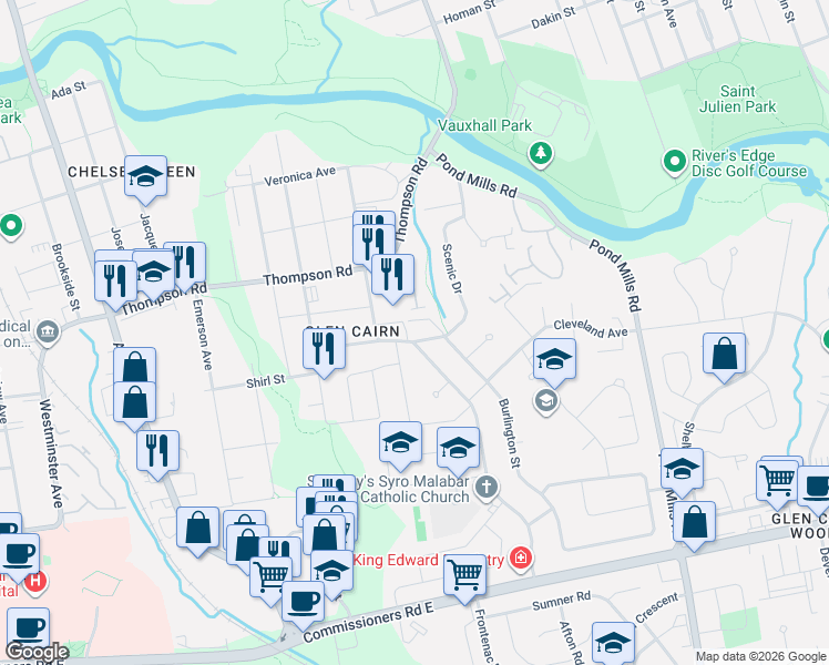 map of restaurants, bars, coffee shops, grocery stores, and more near in London