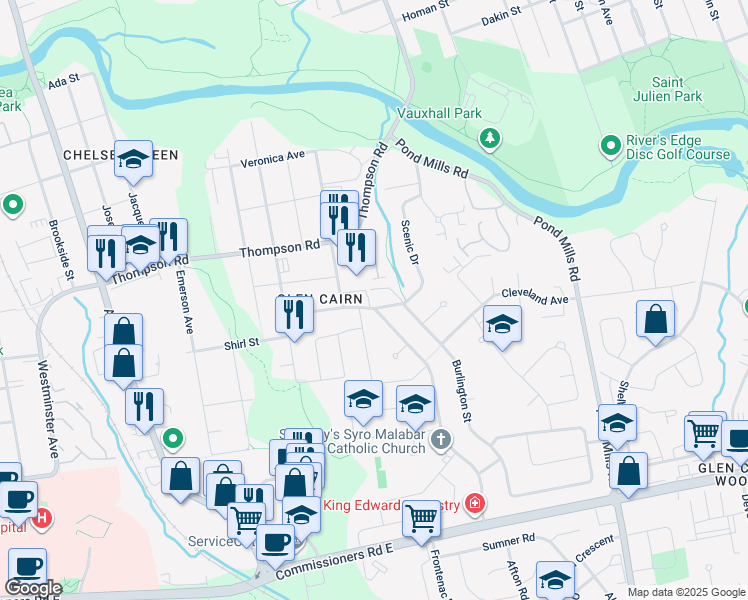 map of restaurants, bars, coffee shops, grocery stores, and more near in London