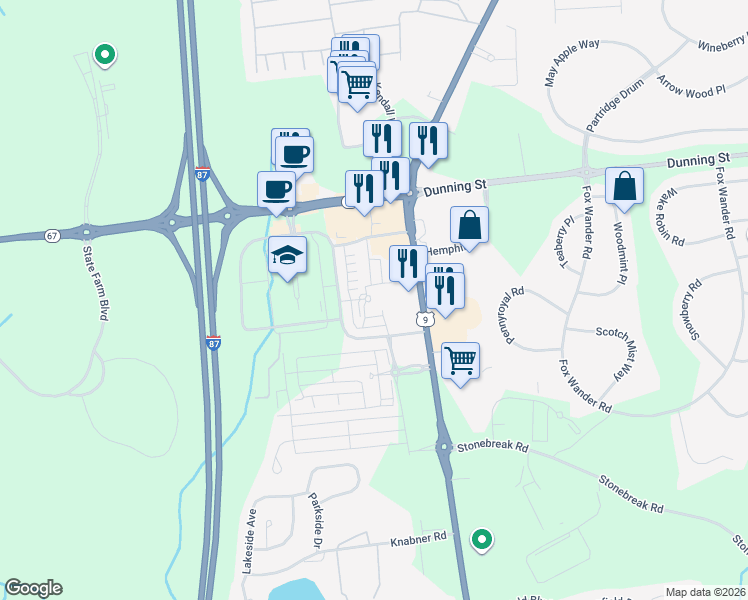 map of restaurants, bars, coffee shops, grocery stores, and more near 18 Lofts Way in Malta