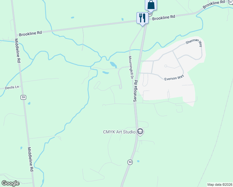 map of restaurants, bars, coffee shops, grocery stores, and more near 5 Meadowbrook Court in Ballston Spa