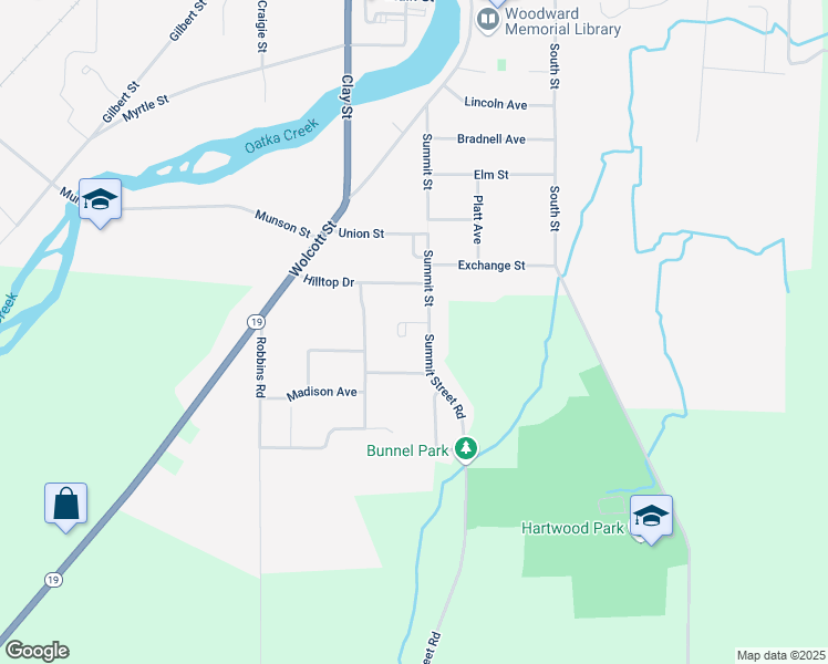 map of restaurants, bars, coffee shops, grocery stores, and more near 9204 Summit Street Road in Le Roy