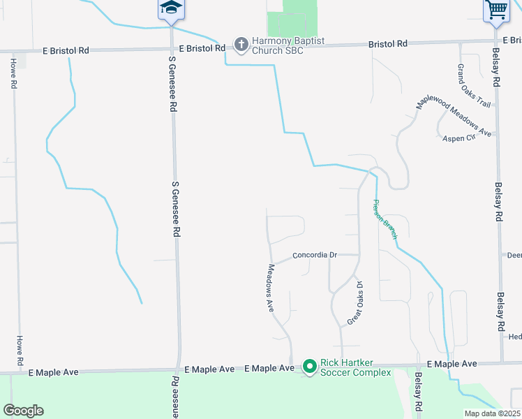 map of restaurants, bars, coffee shops, grocery stores, and more near 4276 Meadows Avenue in Grand Blanc