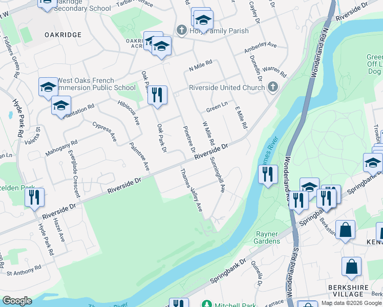 map of restaurants, bars, coffee shops, grocery stores, and more near in London