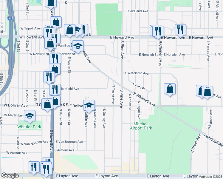 map of restaurants, bars, coffee shops, grocery stores, and more near 4233R South Taylor Avenue in Milwaukee