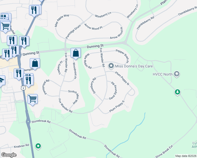 map of restaurants, bars, coffee shops, grocery stores, and more near 77 Snowberry Road in Ballston Spa