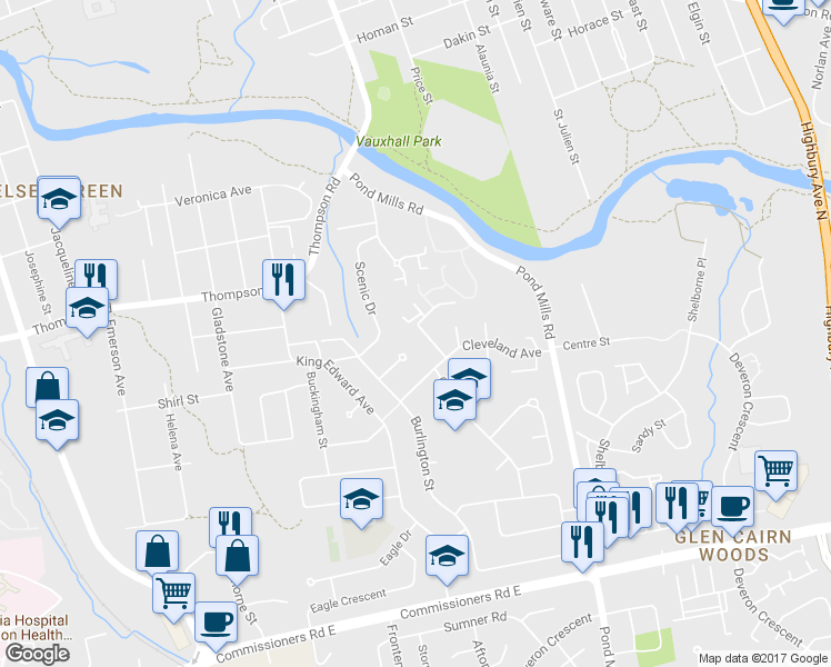 map of restaurants, bars, coffee shops, grocery stores, and more near 121 Kimberley Avenue in London