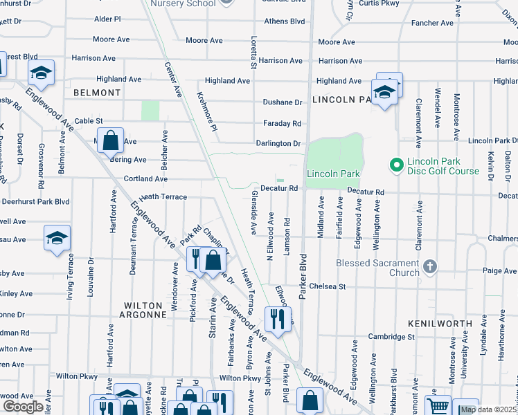 map of restaurants, bars, coffee shops, grocery stores, and more near 6 Glenside Court in Buffalo