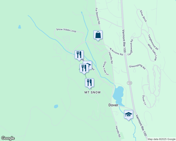 map of restaurants, bars, coffee shops, grocery stores, and more near 125 Vermont 100 in Dover