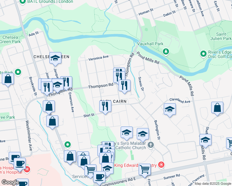 map of restaurants, bars, coffee shops, grocery stores, and more near 378 Westlake Street in London