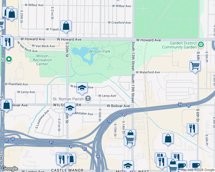 map of restaurants, bars, coffee shops, grocery stores, and more near 1506 West Plainfield Avenue in Milwaukee