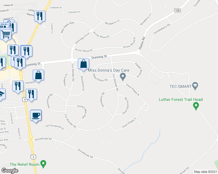 map of restaurants, bars, coffee shops, grocery stores, and more near 81 Snowberry Road in Ballston Spa
