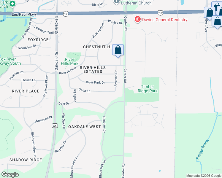 map of restaurants, bars, coffee shops, grocery stores, and more near 922 Dana Lane in Waukesha