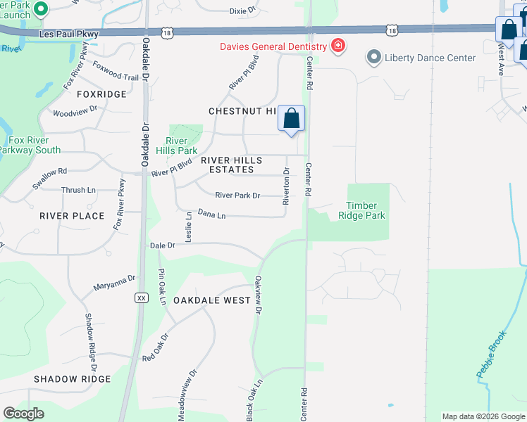 map of restaurants, bars, coffee shops, grocery stores, and more near 922 Dana Lane in Waukesha
