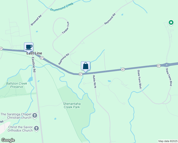 map of restaurants, bars, coffee shops, grocery stores, and more near 678 New York 67 in Ballston Spa