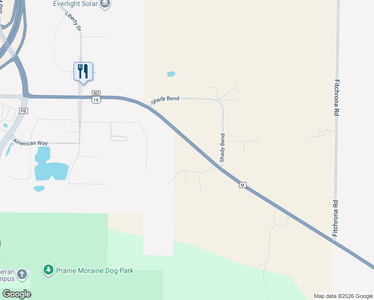 map of restaurants, bars, coffee shops, grocery stores, and more near 6553 County Highway M in Verona