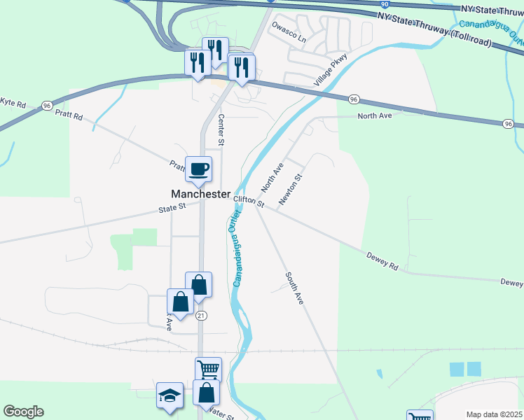 map of restaurants, bars, coffee shops, grocery stores, and more near 44 Clifton Street in Manchester