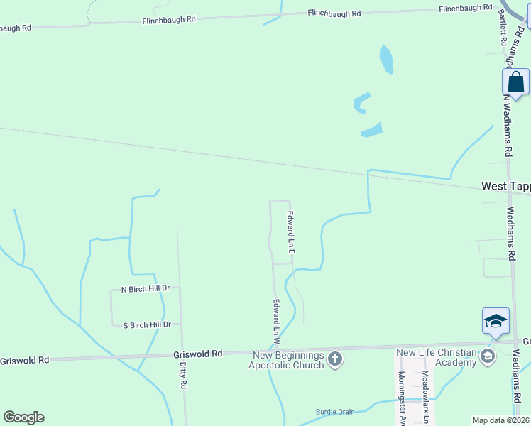 map of restaurants, bars, coffee shops, grocery stores, and more near 2077 Edward Lane West in Smiths Creek