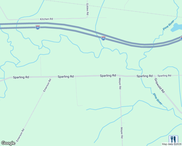 map of restaurants, bars, coffee shops, grocery stores, and more near 7640 Sparling Road in Goodells