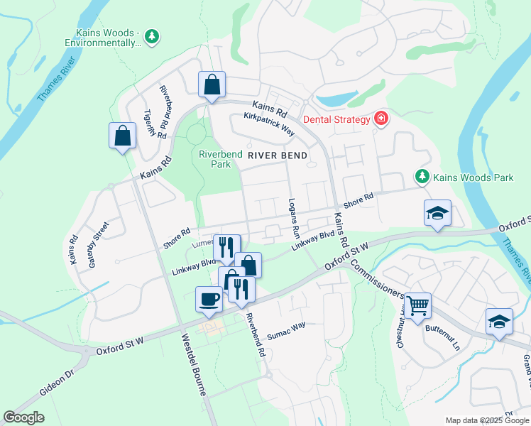 map of restaurants, bars, coffee shops, grocery stores, and more near 1900 Shore Road in London