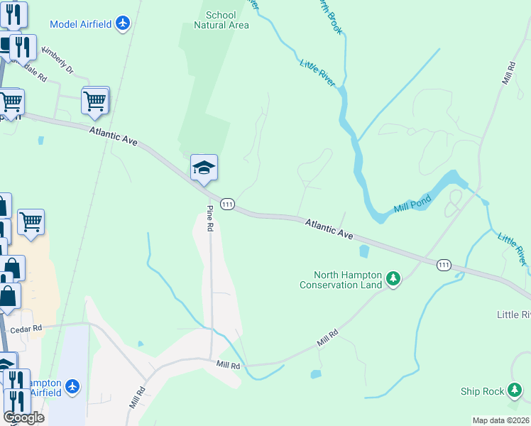 map of restaurants, bars, coffee shops, grocery stores, and more near 180 Atlantic Avenue in North Hampton