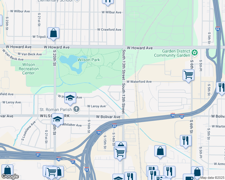 map of restaurants, bars, coffee shops, grocery stores, and more near 1400 West Sonata Drive in Milwaukee