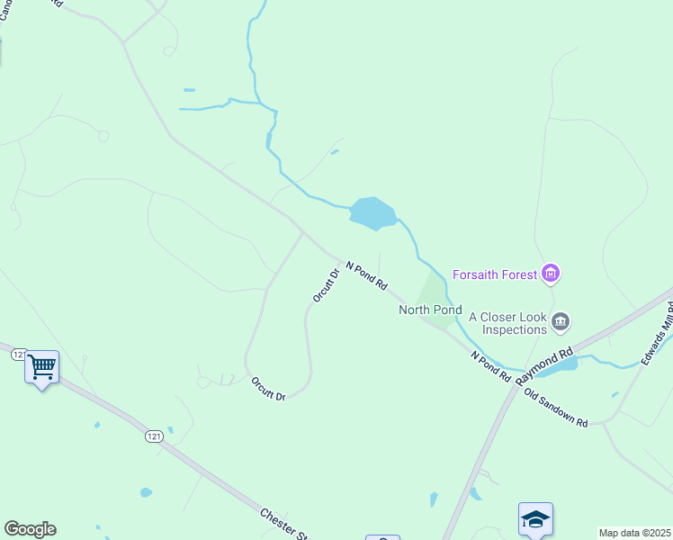 map of restaurants, bars, coffee shops, grocery stores, and more near 117 North Pond Road in Chester
