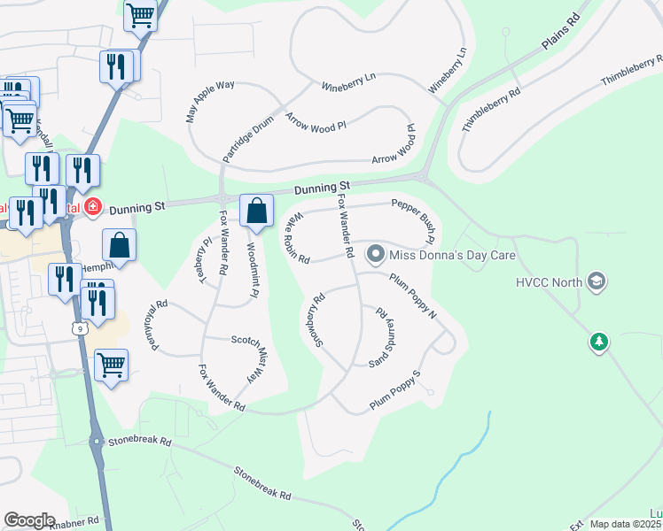map of restaurants, bars, coffee shops, grocery stores, and more near 9 Wake Robin Road in Ballston Spa