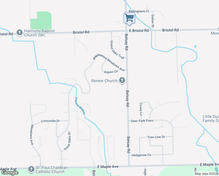 map of restaurants, bars, coffee shops, grocery stores, and more near 4216 Belsay Road in Burton