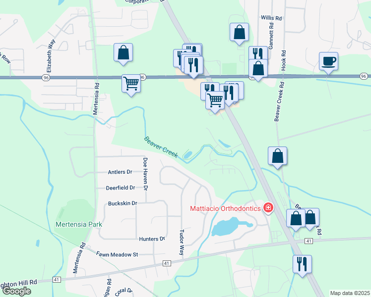 map of restaurants, bars, coffee shops, grocery stores, and more near 6000 Mercier Boulevard in Farmington