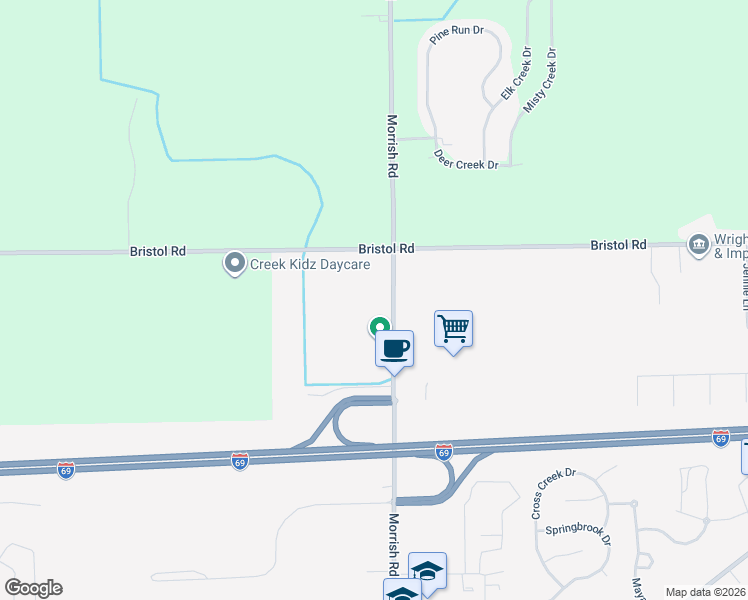 map of restaurants, bars, coffee shops, grocery stores, and more near 4048 Morrish Road in Swartz Creek