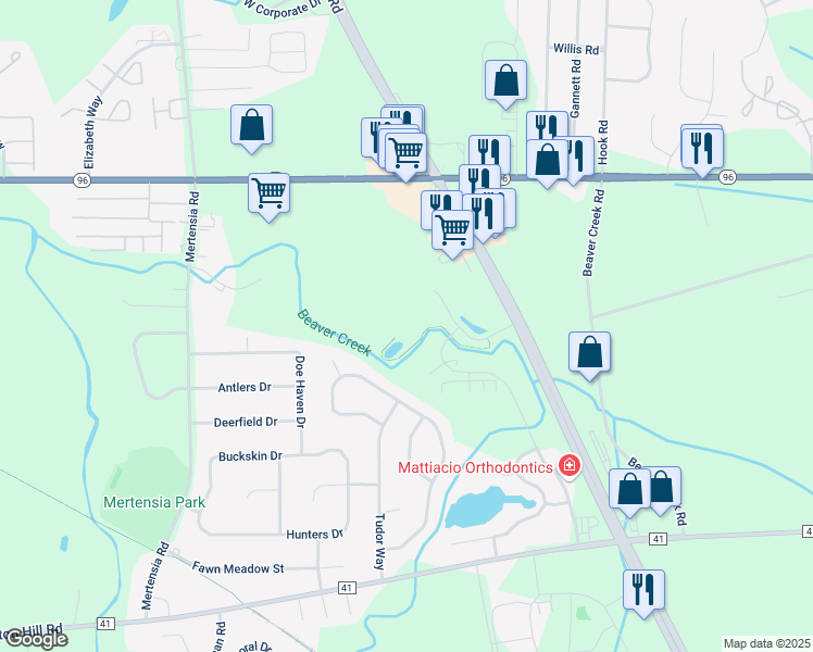 map of restaurants, bars, coffee shops, grocery stores, and more near 6000 Mercier Boulevard in Farmington