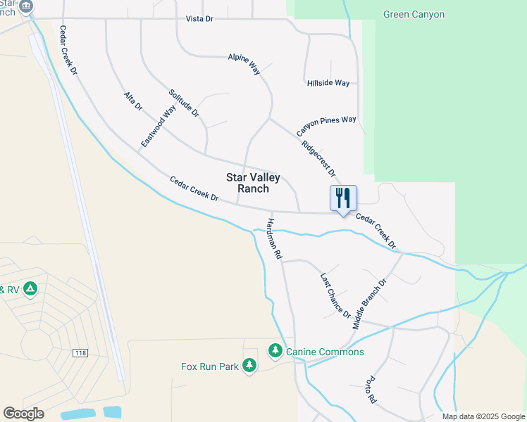 map of restaurants, bars, coffee shops, grocery stores, and more near 920 Cedar Creek Drive in Star Valley Ranch