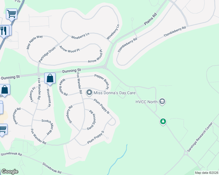 map of restaurants, bars, coffee shops, grocery stores, and more near 56 Pepper Bush Place in Ballston Spa