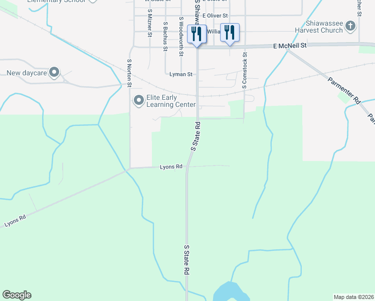 map of restaurants, bars, coffee shops, grocery stores, and more near 930 South Shiawassee Street in Corunna
