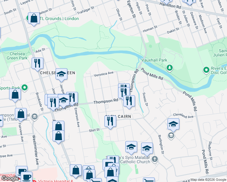 map of restaurants, bars, coffee shops, grocery stores, and more near 112 Marlborough Avenue in London