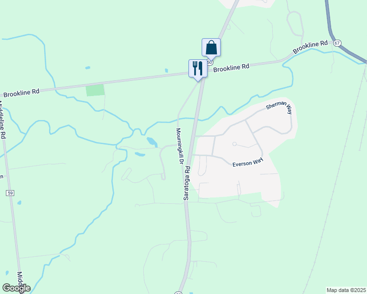 map of restaurants, bars, coffee shops, grocery stores, and more near 20 Mourningkill Drive in Ballston Spa
