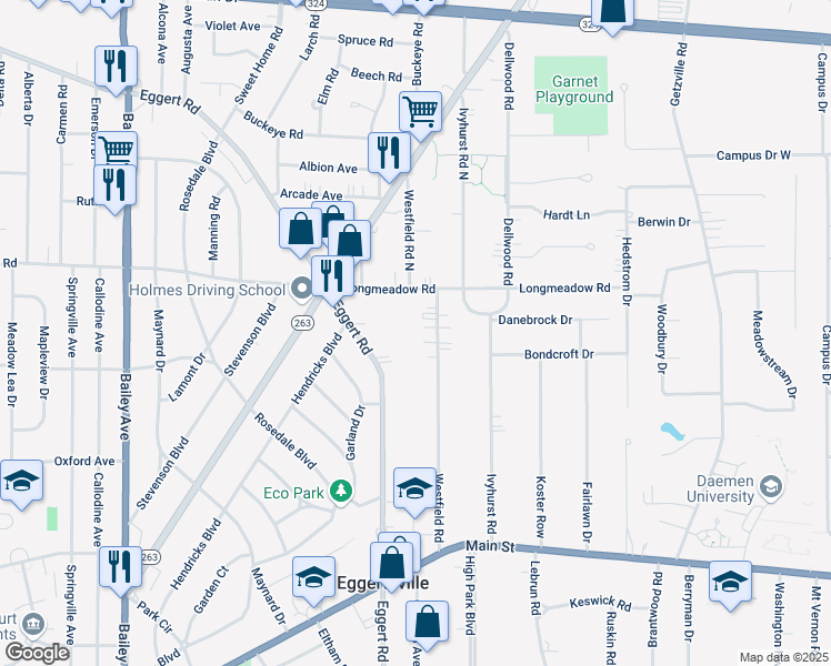 map of restaurants, bars, coffee shops, grocery stores, and more near 236 Westfield Road in Buffalo