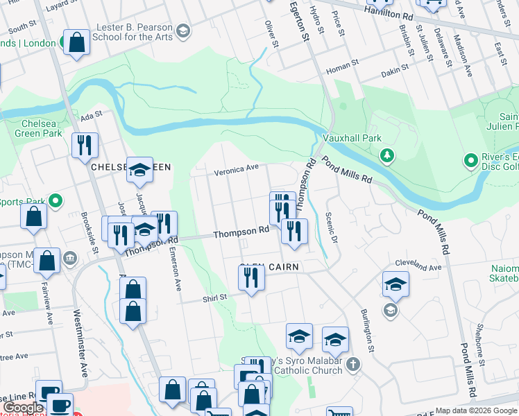 map of restaurants, bars, coffee shops, grocery stores, and more near 109 Marlborough Avenue in London