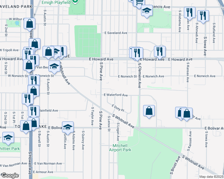 map of restaurants, bars, coffee shops, grocery stores, and more near 4042 South Pine Avenue in Milwaukee
