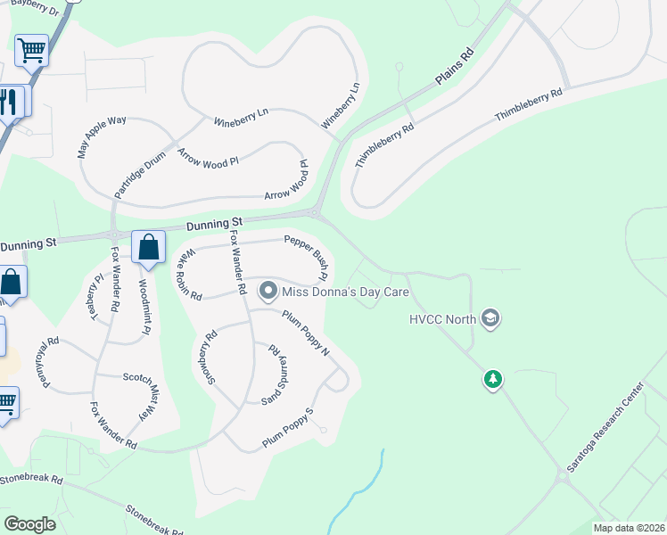 map of restaurants, bars, coffee shops, grocery stores, and more near 56 Pepper Bush Place in Ballston Spa