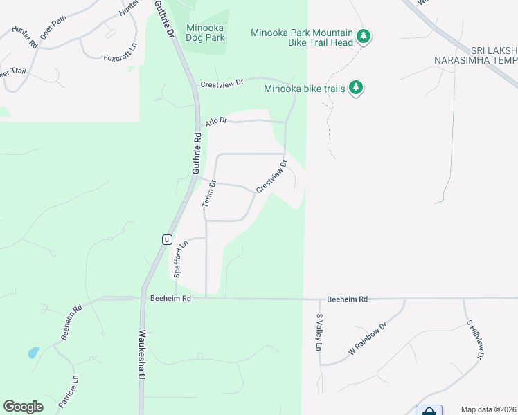 map of restaurants, bars, coffee shops, grocery stores, and more near W221S4072 Crestview Drive in Waukesha