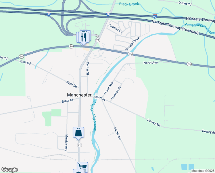 map of restaurants, bars, coffee shops, grocery stores, and more near 13 North Avenue in Manchester