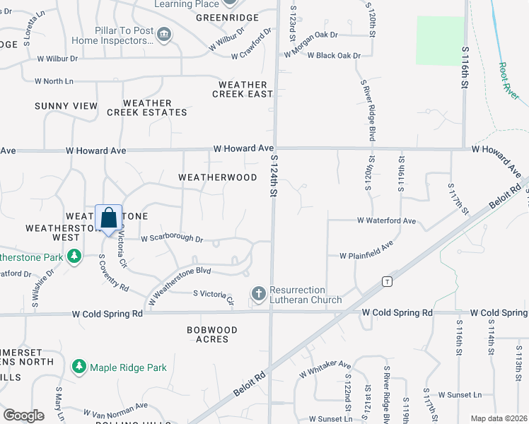 map of restaurants, bars, coffee shops, grocery stores, and more near 4069 South 124th Street in New Berlin